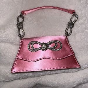Mini bow silk pink purse